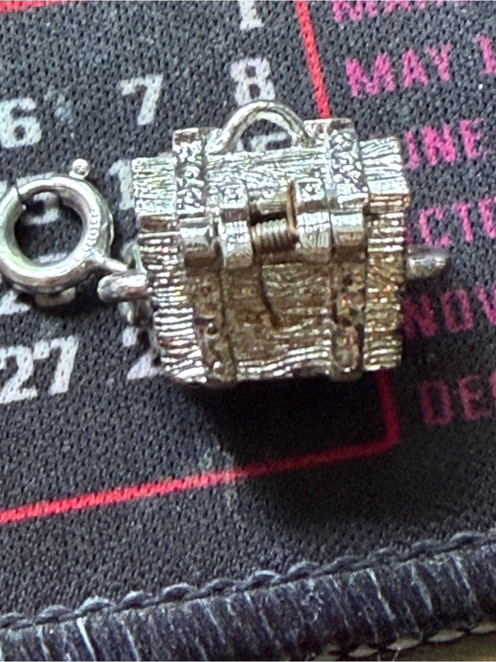 Monet vintage Silver Treasure Chest Charm Pendant